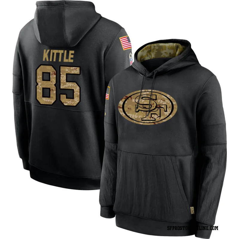 Black Youth George Kittle San Francisco 49ers 2020 Salute to Service Sideline Performance Pullover Hoodie