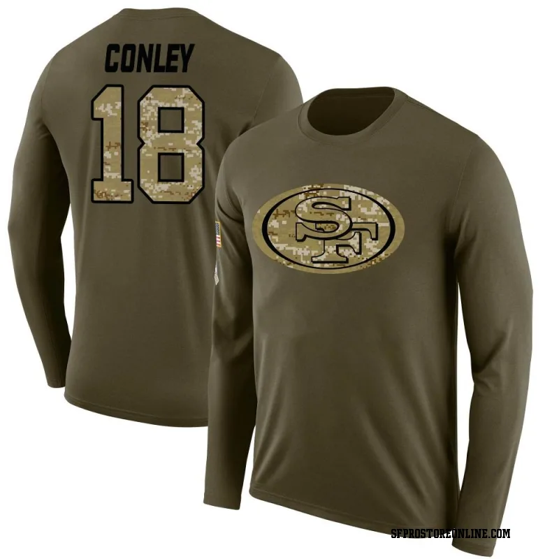 Olive Men's Chris Conley San Francisco 49ers Salute to Service Sideline Legend Long Sleeve T-Shirt