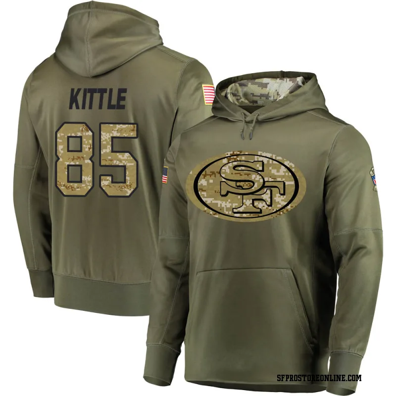 Olive Men's George Kittle San Francisco 49ers Salute to Service Pullover Hoodie