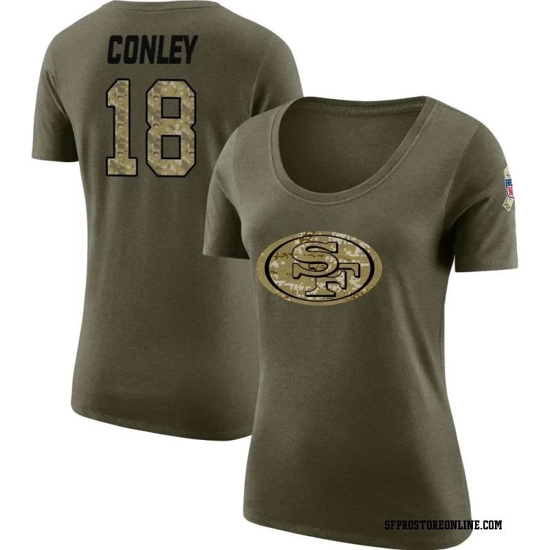 Olive Women's Chris Conley San Francisco 49ers Salute to Service Legend Scoop Neck T-Shirt