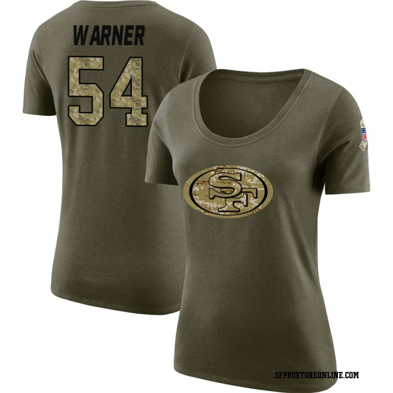 Olive Women's Fred Warner San Francisco 49ers Salute to Service Legend Scoop Neck T-Shirt