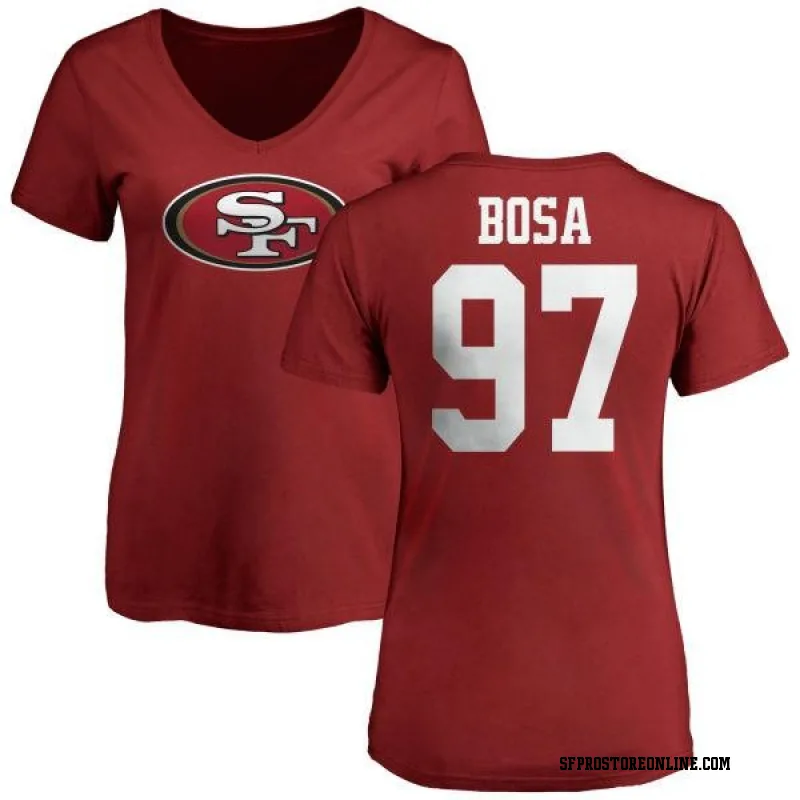 Red Women's Nick Bosa San Francisco 49ers Name & Number Logo Slim Fit T-Shirt